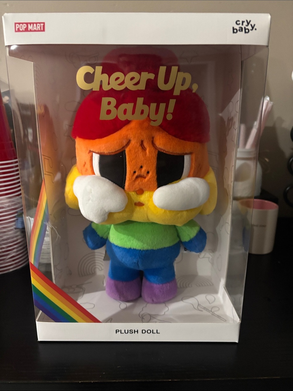 POP MART Crybaby 'Cheer Up, Baby!' Rainbow Plush Doll - Multicolor